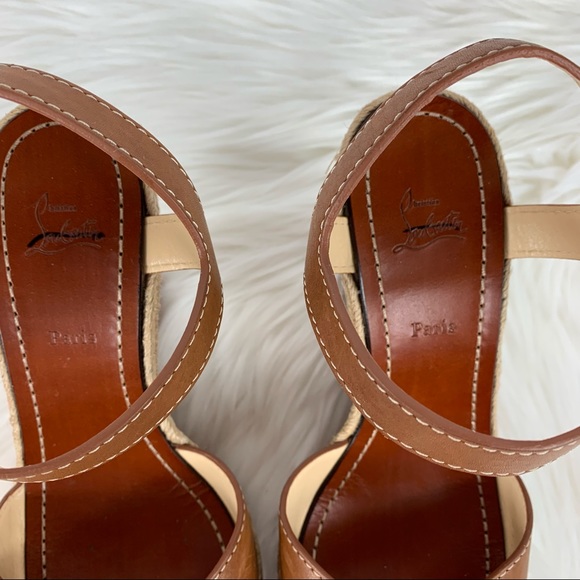 Christian Louboutin Almeria Brown Espadrille Sandals Sz 39 - Picture 6 of 15